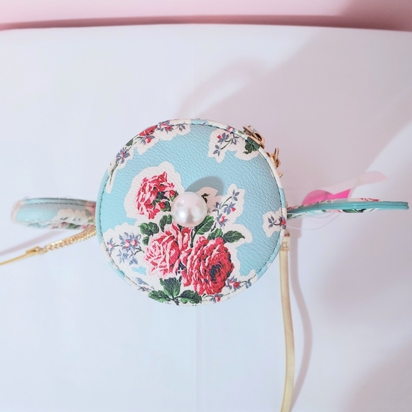 RARE HTF NWT Betsy Johnson Kitsch Partea Teapot Crossbody Bag Light Blue Floral - Picture 11 of 12